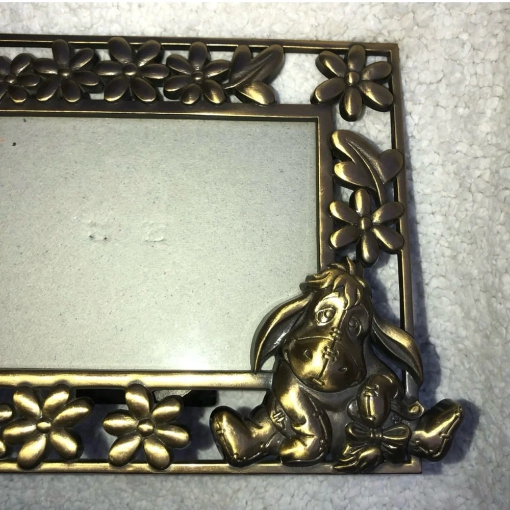 Winnie the Pooh Eeyore gold metal brass picture frame Walt Disney collectible